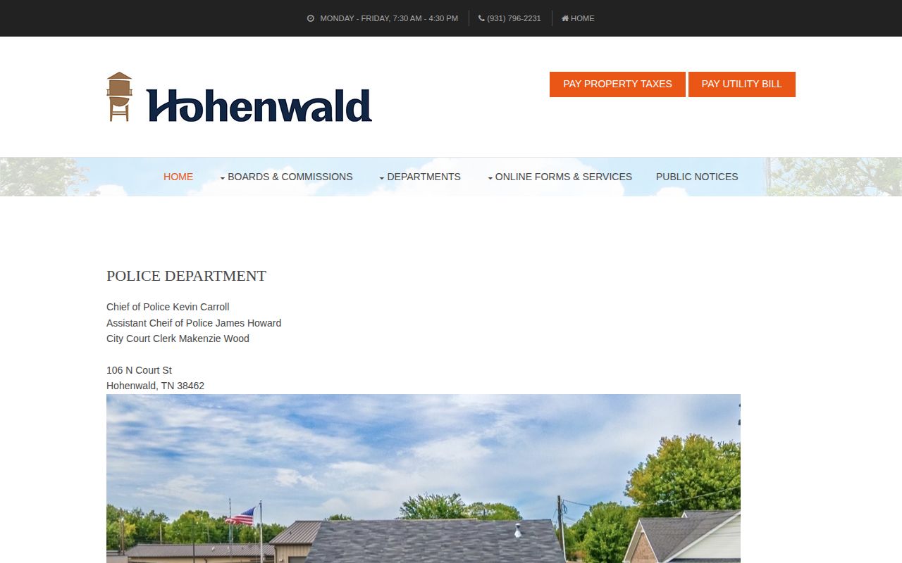 Lewis County Hohenwald Police Department arrest-record contact source